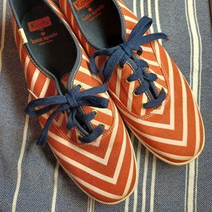 Kate Spade Keds Women's Canvas Shoes Size 8.5 Red White Striped